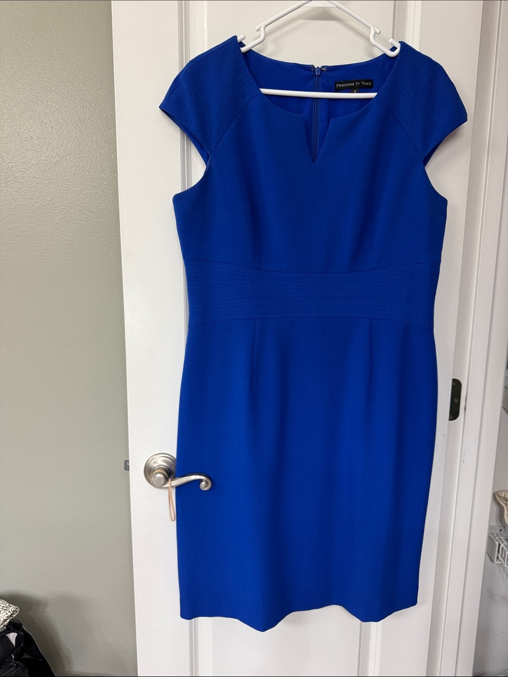 Perceptions Cobalt Blue Cap-Sleeve Sheath Midi Dress